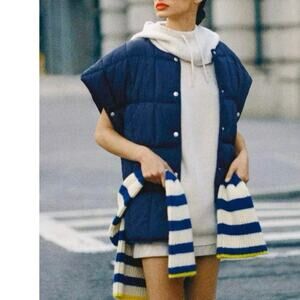 Anthropologie Pilcro Puffy Quilted Faux Down Boxy Vest Coat One Size